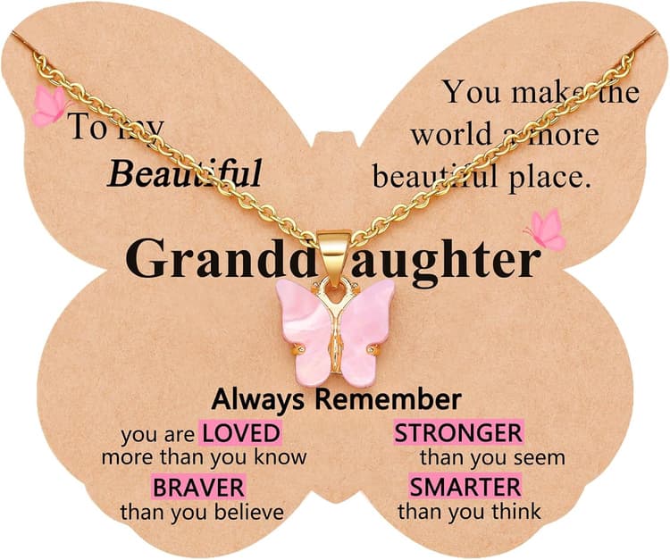 Beautiful Butterfly Necklace Gifts – Jewelry for Granddaughter or Sister, Perfect for Birthday, Christmas, Valentine's