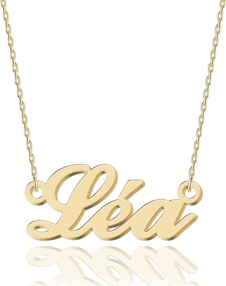 Collier Personnalisé avec Prénom - En Acier Inoxydable 316, Plaqué Or 18K, Artisanal, 14 Styles de Polices et 4 Couleurs au Choix - Emballage Élégant