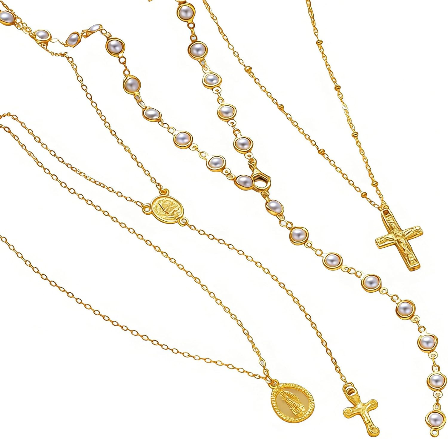 Ensemble Collier Or 4 PCS Collier Pendentif Doré Colliers Superposé Femme Colliers Bohème Perles pour Accessoires Femme Bijoux, Cadeau d'Anniversaire